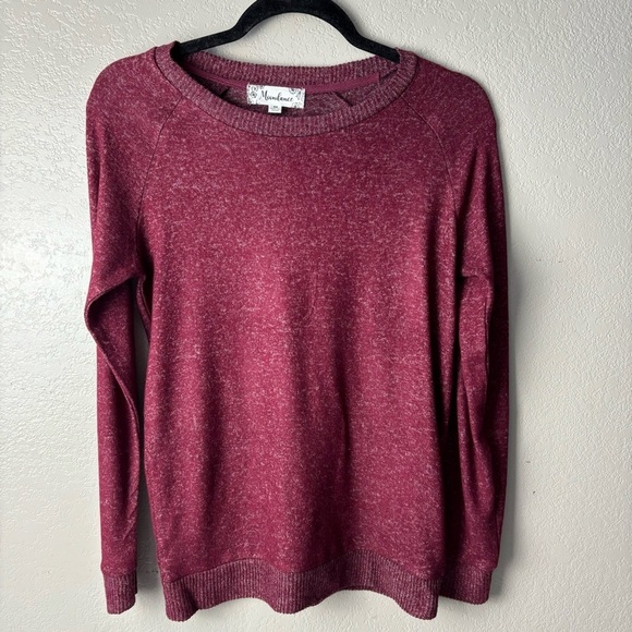 Moondance Heathered Maroon Long Sleeve Round Neck Top Size X-Small NEW - Picture 6 of 7